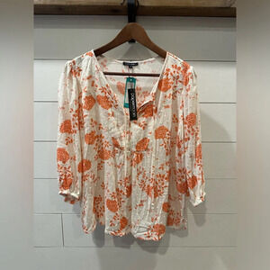 BNWT Papermoon Orange/ Cream Blouse- size Small